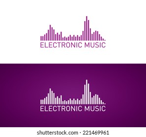 Logo template electronic music, equalizer, dj, nightclub, disco, techno, chill out, brand, branding, corporate, identity, logotype, company. Clean and modern style design