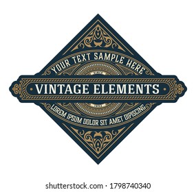 Logo template elegant with ornament lines. Sign for Restaurant or other business
