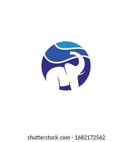 Logo-Vorlage für Elefanten im Kreis. Einfache Wohnung. Vektorillustration Logo Vorlage bereit zur Verwendung.