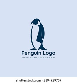 Logo Template: Emperor Penguin With Negative Space Monochrome Icon