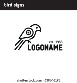Logo template of a falcon with a wing in the form of a point on the map