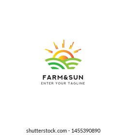 Logo Template Farm + Sun, Concept Logo Shape of Farm And Sun.