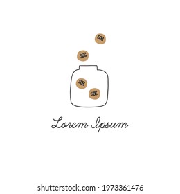 Logo template with fireflies in a jar. Hand drawn vector illustration in minimalist style. For business identity and branding, for business woman.