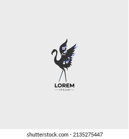 Logo template flamingo with pixel