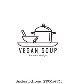 logo template food vegetables  soup  line art  restaurant  minimalist vector icon design