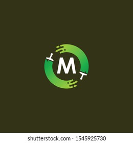 logo template in the form of paint brush strokes, the logo letter M with a circle shape paint style
