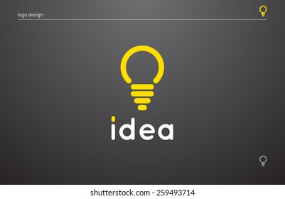 Logo template fresh idea, thinking, lamp, lightbulb. Brand, branding, company, corporate, identity, logotype. Clean and modern style design