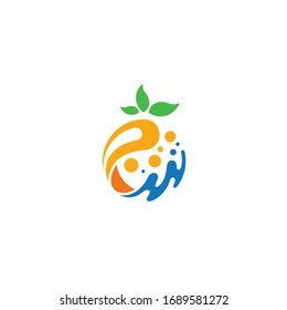 Logo template of fruit and water. Simple flat style. Vector logo template ready for use.