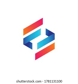 logo template with gradient modern line art concept letter F