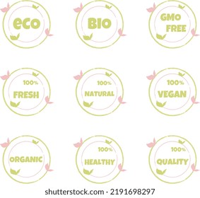 Logo template with green leaves for organic
