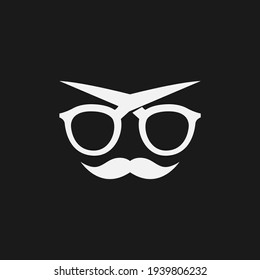 logo template for haircut. with a simple style combining scissors and glasses make it unique