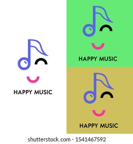 Logo Template Happy Music. Vector Illustration Modern Design.