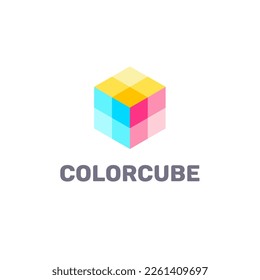 Diseño hexágono de la plantilla de logotipo. Icono de cubo de color.
