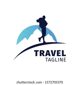logo template hiking graphic vector