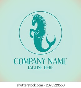 Logo template of hippocampus silhouette