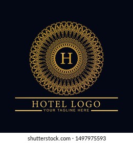 Logo template hotel, luxury and elegant logo monogram. Retro vintage, label, badge. Company, brand, branding, corporate, identity, logotype. Clean and modern style