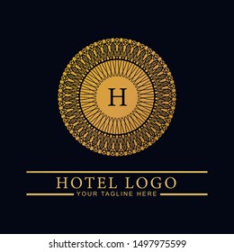 Logo template hotel, luxury and elegant logo monogram. Retro vintage, label, badge. Company, brand, branding, corporate, identity, logotype. Clean and modern style