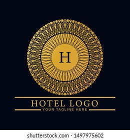 Logo template hotel, luxury and elegant logo monogram. Retro vintage, label, badge. Company, brand, branding, corporate, identity, logotype. Clean and modern style