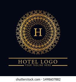 Logo template hotel, luxury and elegant logo monogram. Retro vintage, label, badge. Company, brand, branding, corporate, identity, logotype. Clean and modern style