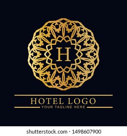 Logo template hotel, luxury and elegant logo monogram. Retro vintage, label, badge. Company, brand, branding, corporate, identity, logotype. Clean and modern style