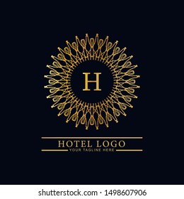 Logo template hotel, luxury and elegant logo monogram. Retro vintage, label, badge. Company, brand, branding, corporate, identity, logotype. Clean and modern style