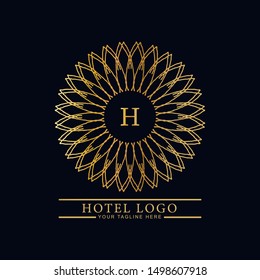 Logo template hotel, luxury and elegant logo monogram. Retro vintage, label, badge. Company, brand, branding, corporate, identity, logotype. Clean and modern style