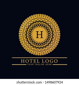 Logo template hotel, luxury and elegant logo monogram. Retro vintage, label, badge. Company, brand, branding, corporate, identity, logotype. Clean and modern style