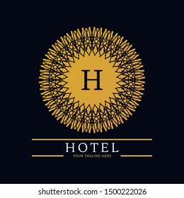 
Logo template hotel, luxury and elegant logo monogram. Retro vintage, label, badge. Company, brand, branding, corporate, identity, logotype. Clean and modern style