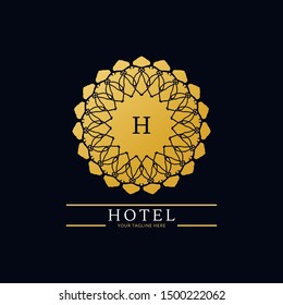 
Logo template hotel, luxury and elegant logo monogram. Retro vintage, label, badge. Company, brand, branding, corporate, identity, logotype. Clean and modern style