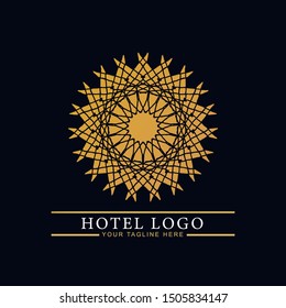 Logo template hotel, luxury and elegant logo monogram. Retro vintage, label, badge. Company, brand, branding, corporate, identity, logotype. Clean and modern style