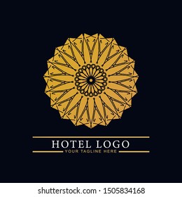 Logo template hotel, luxury and elegant logo monogram. Retro vintage, label, badge. Company, brand, branding, corporate, identity, logotype. Clean and modern style