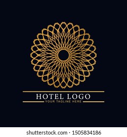 Logo template hotel, luxury and elegant logo monogram. Retro vintage, label, badge. Company, brand, branding, corporate, identity, logotype. Clean and modern style