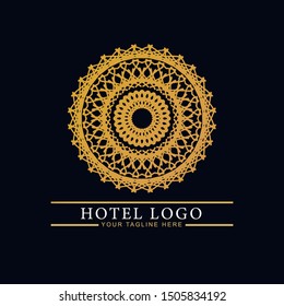 Logo template hotel, luxury and elegant logo monogram. Retro vintage, label, badge. Company, brand, branding, corporate, identity, logotype. Clean and modern style