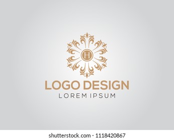 Logo template hotel, monogram. Retro vintage, label, badge. Company, brand, branding, corporate, identity, logotype. Clean and modern style