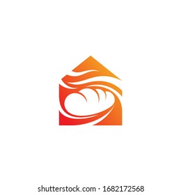 Logo template of house and bakery. Simple flat style. Vector logo template ready for use.