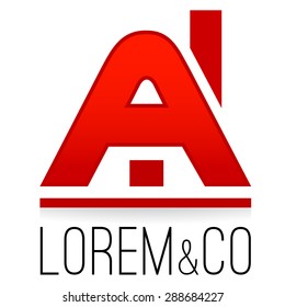 Logo template, house stylized A letter, construction business, rental, real estate sales company logotype