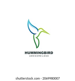 Logo Template Hummingbird Gradient Line Art Colorful Logo