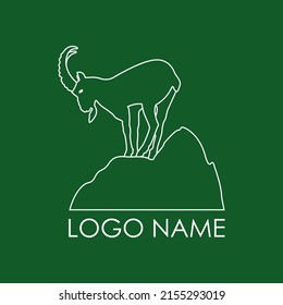 Logo template with ibex or mountain goat. Vector illustration.