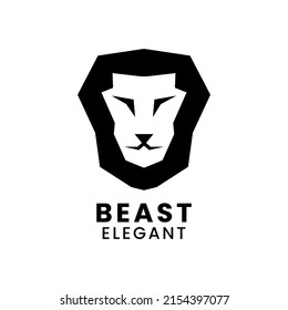 logo template, icon, symbol with geometric lion head shape.