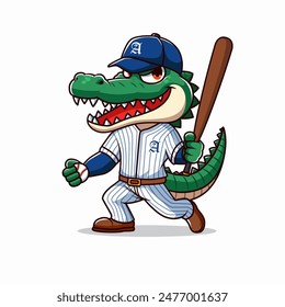 Logo template illustration crocodile mascot for baseball team sport. Vector eps 10