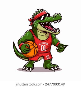 Logo template illustration crocodile mascot for basketball team sport