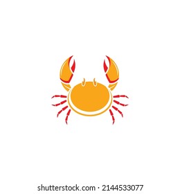 Logo template with an image of a crab drawn by graphic lines on a light background. Retro emblem for the menu of fish restaurants, markets and shops. Vector vintage engraving illustration.
