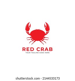 Logo template with an image of a crab drawn by graphic lines on a light background. Retro emblem for the menu of fish restaurants, markets and shops. Vector vintage engraving illustration.