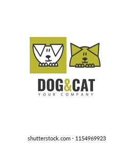 Logo template. The logo of the image of a dog and a cat, suitable for business that is associated with pets.