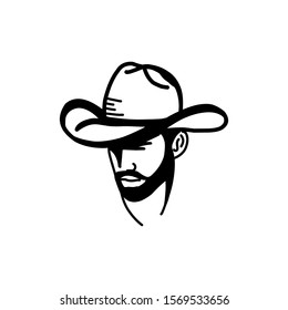 Logo template with the image of the man in hat. Cowboy. Sheriff. Mascot.