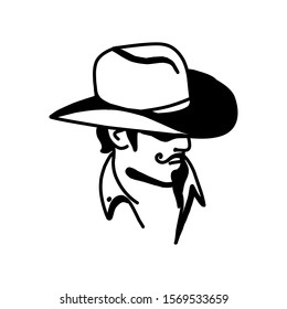 Logo template with the image of the man in hat. Cowboy. Sheriff. Mascot.