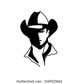 Logo template with the image of the man in hat. Cowboy. Sheriff. Mascot.