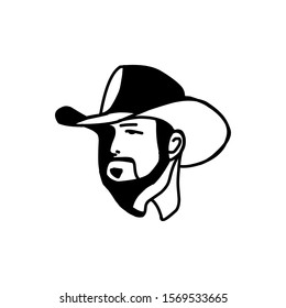 Logo template with the image of the man in hat. Cowboy. Sheriff. Mascot.