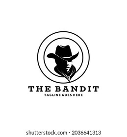 Logo Template with The Image of The Man in Hat, Cowboy, Sheriff Mascot Circular Isolated
