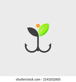 PLANTILLA DE LOGOTIPO INSPIRADA POR UN ANCLADOR Y UNA HOJA